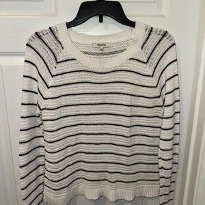 Madewell White and Black Striped Crew Neck Sweater Size S